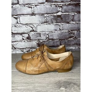 Garnet Hill Brown Leather Lace Up Cap Toe Oxfords Shoes Women’s Sz 7M US/37.5EU